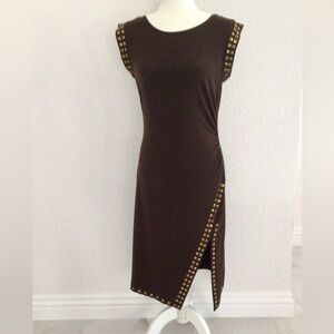 Michael Kors Chocolate Brown Embellished Cocktail Dress